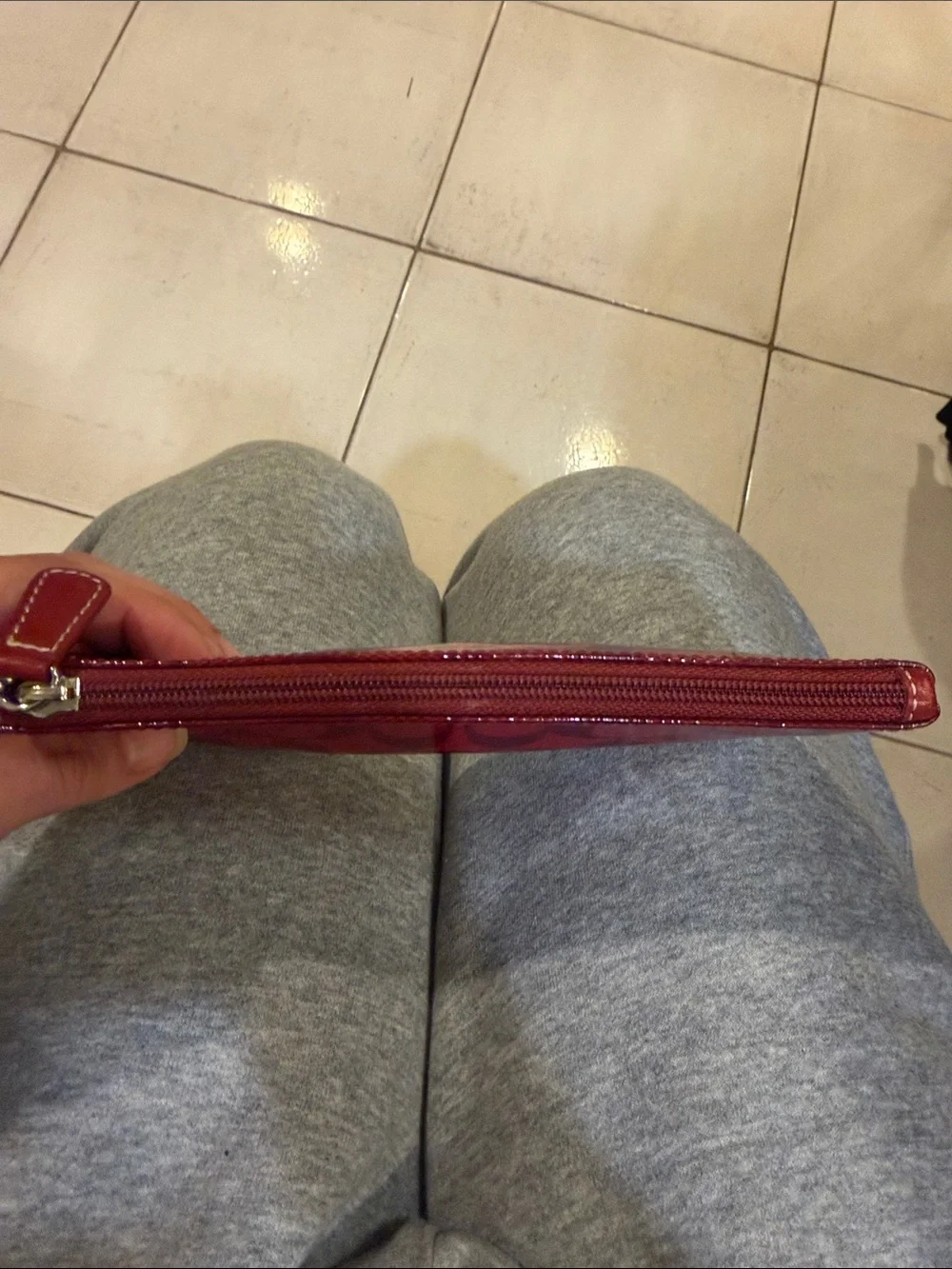 VTG Coach Red Signature Gloss Zippered Pouch for Cosmetics or Travel Essentials